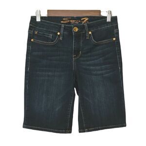 Seven7 Atlantic Wash Boyfriend Wiskered Faded Bermuda Denim Jean Shorts Size 4